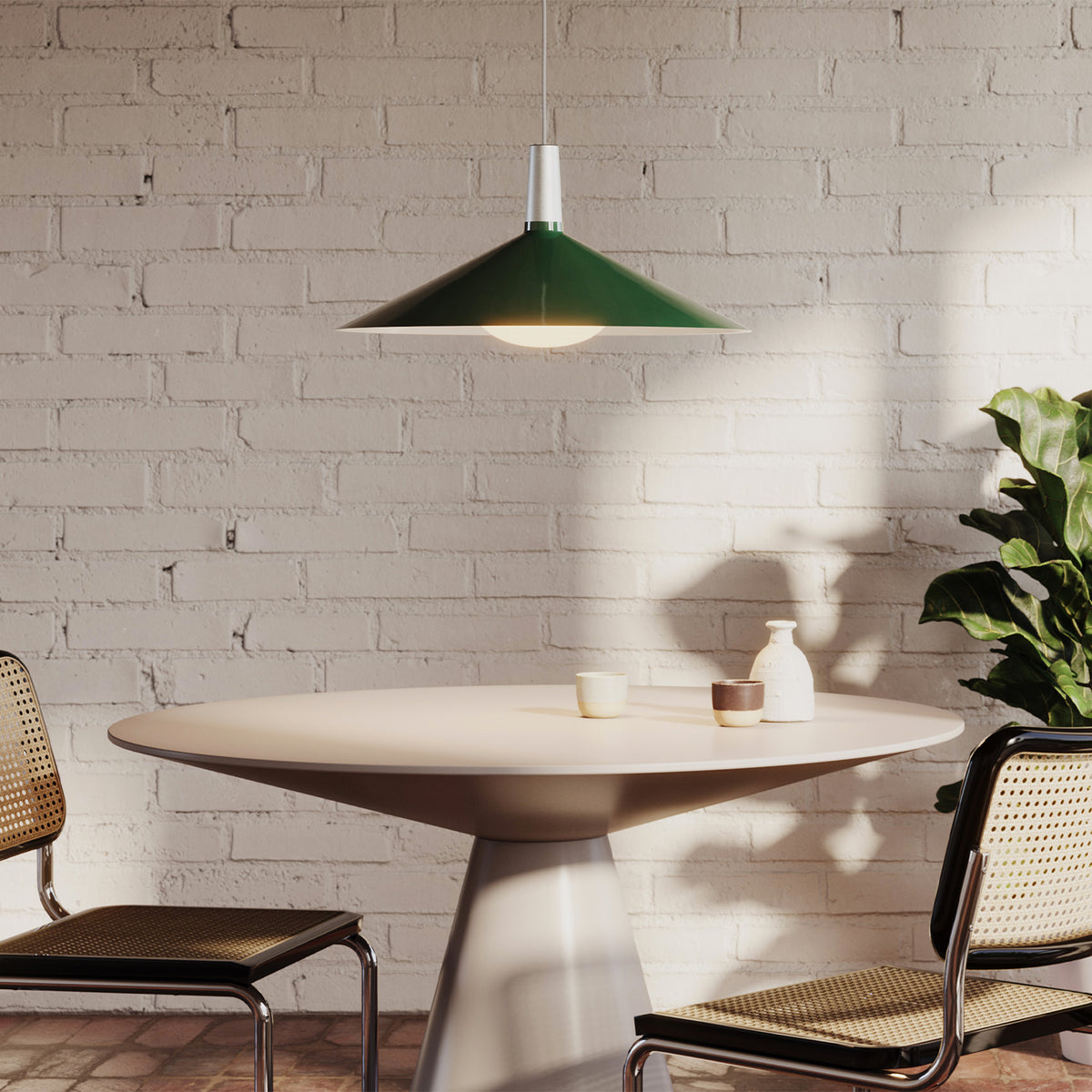 Bower Pendant Light Small in Dark Green + Sphere III main image 1