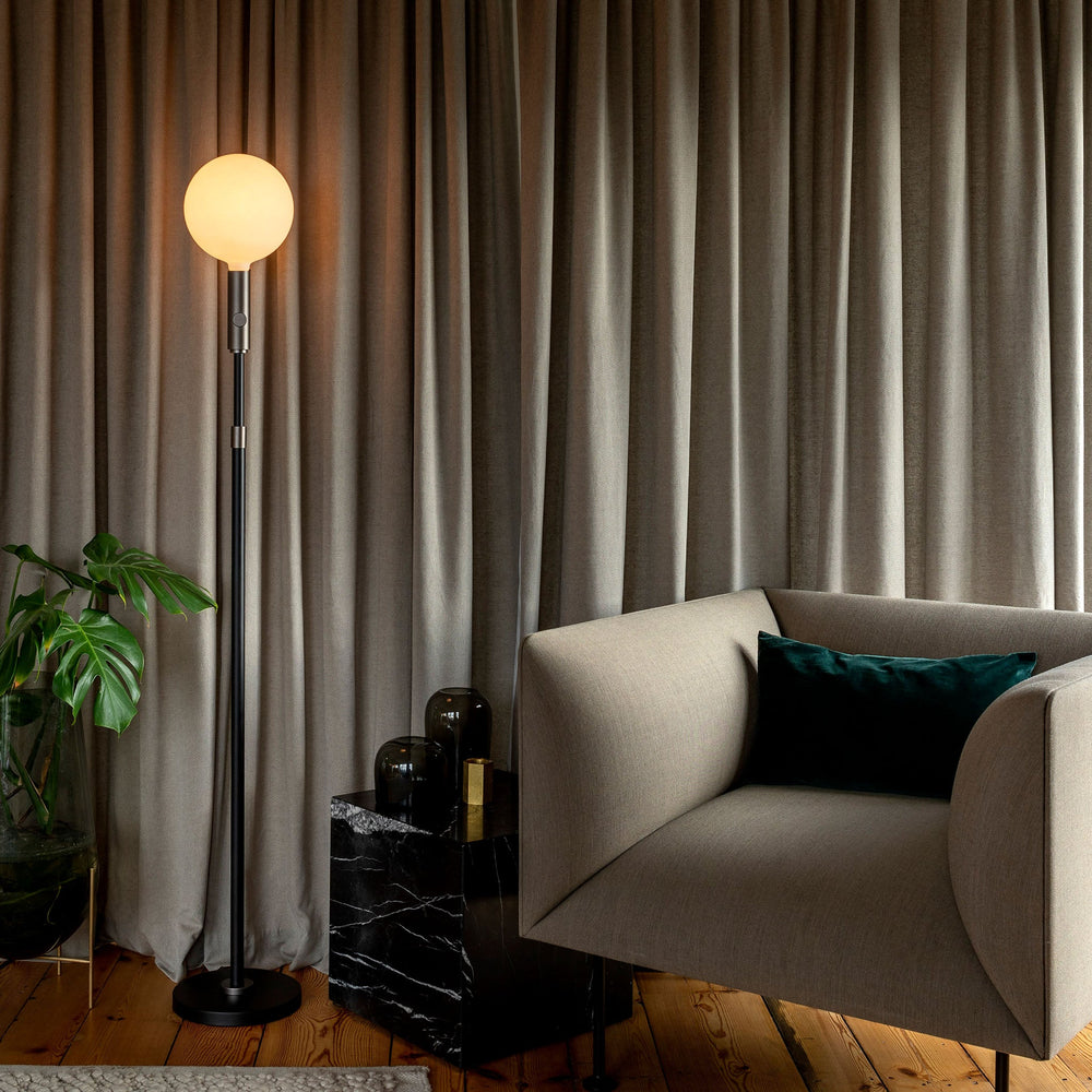 Poise Adjustable Floor Lamp in Brass + Sphere V