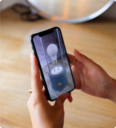 Tala Augmented Reality process, showing step-by-step setup and interactive lighting visualization.