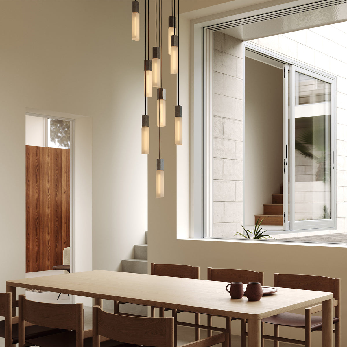 Basalt Nine Pendant Stainless Steel - Chandeliers | Tala