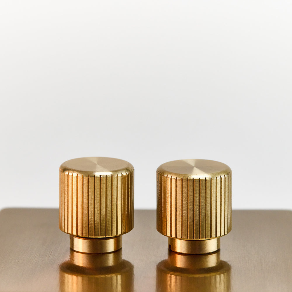 Double Rotary Wall Dimmer in Brass