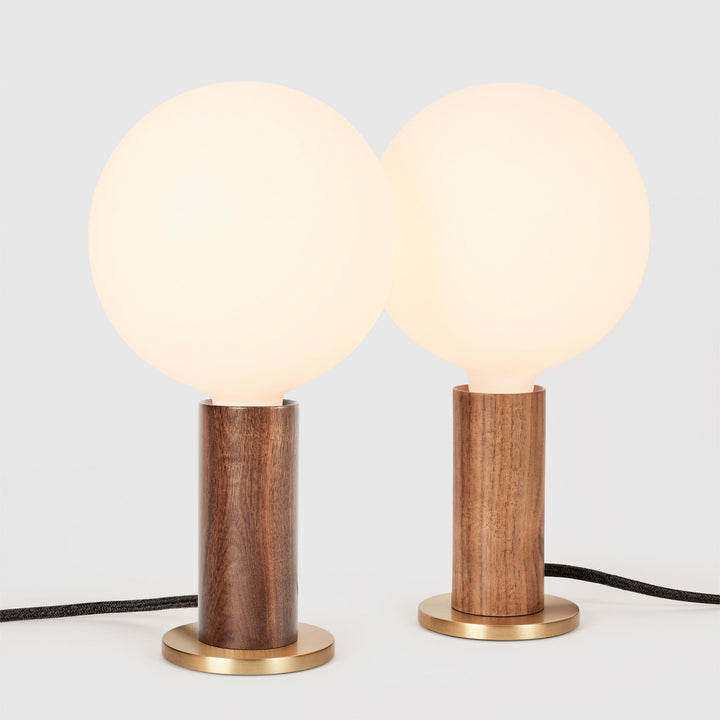 Knuckle Table Lamp in Walnut + Sphere IV - Set of 2