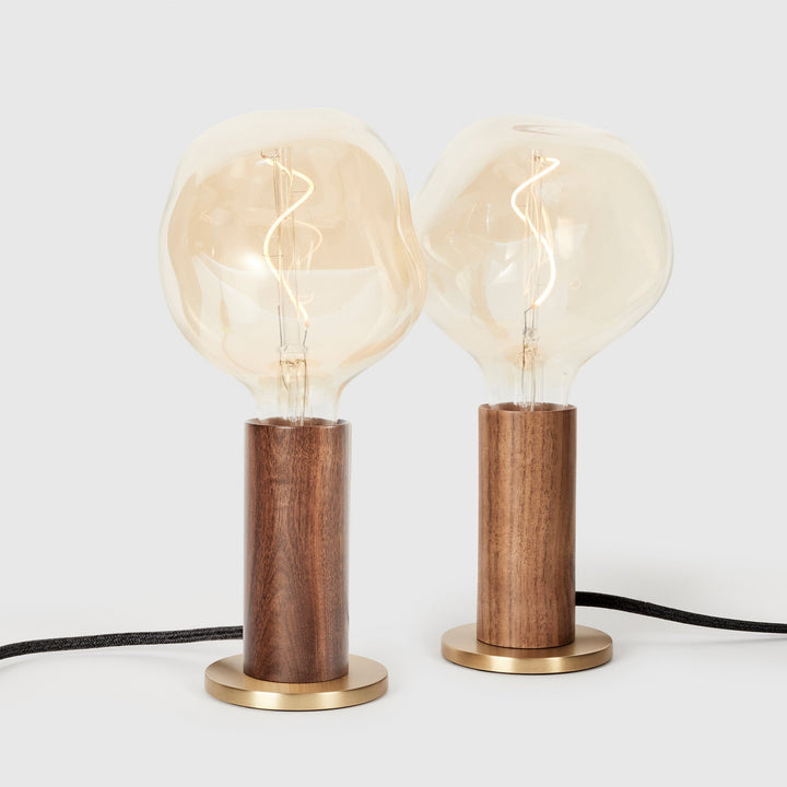 Knuckle Table Lamp in Walnut + Voronoi I - Set of 2