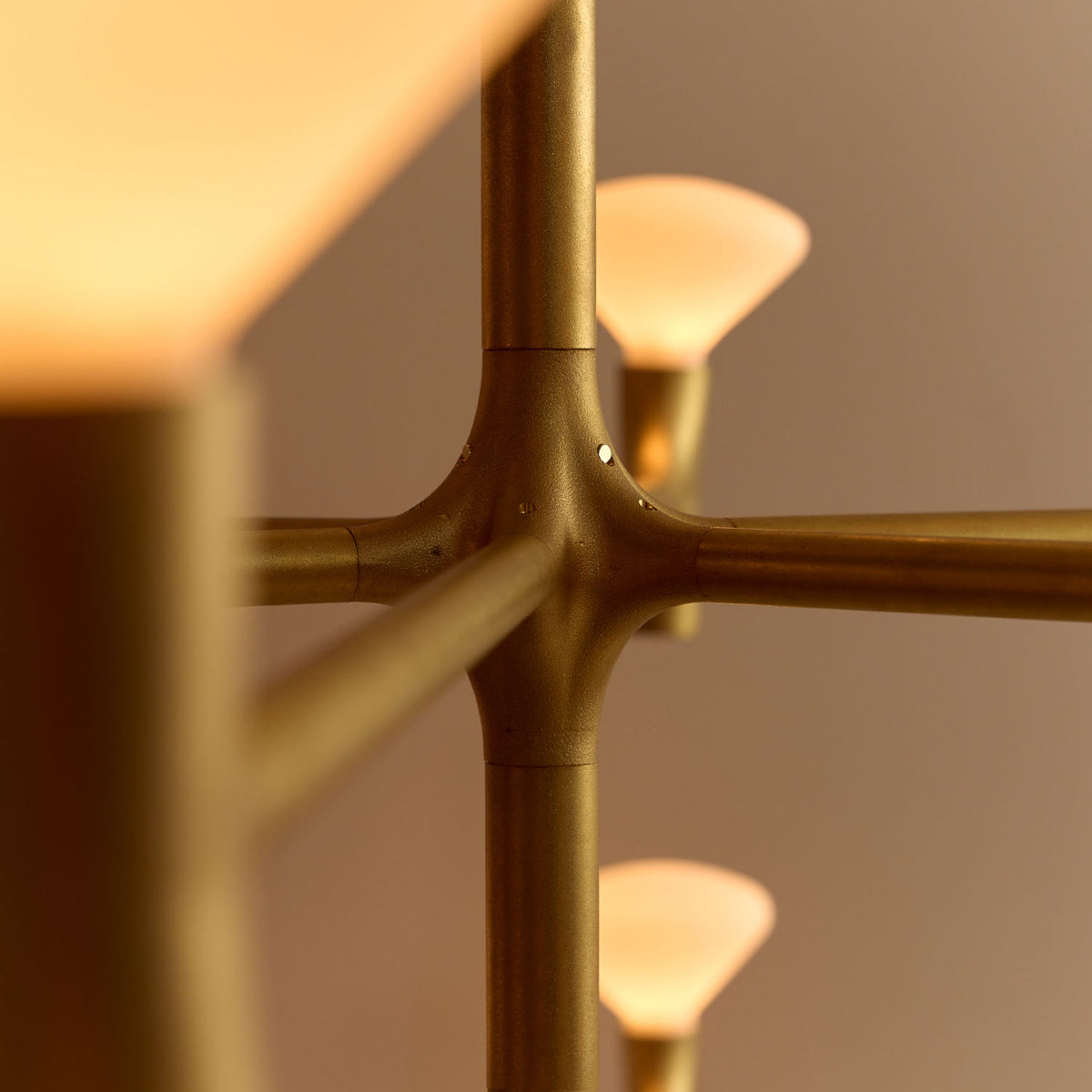 Forged brass joint on Root Chandelier