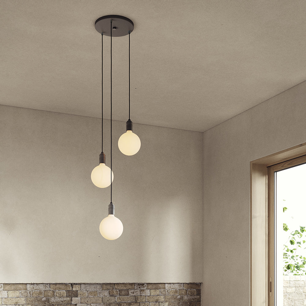 Triple Pendant in Graphite - Black Canopy