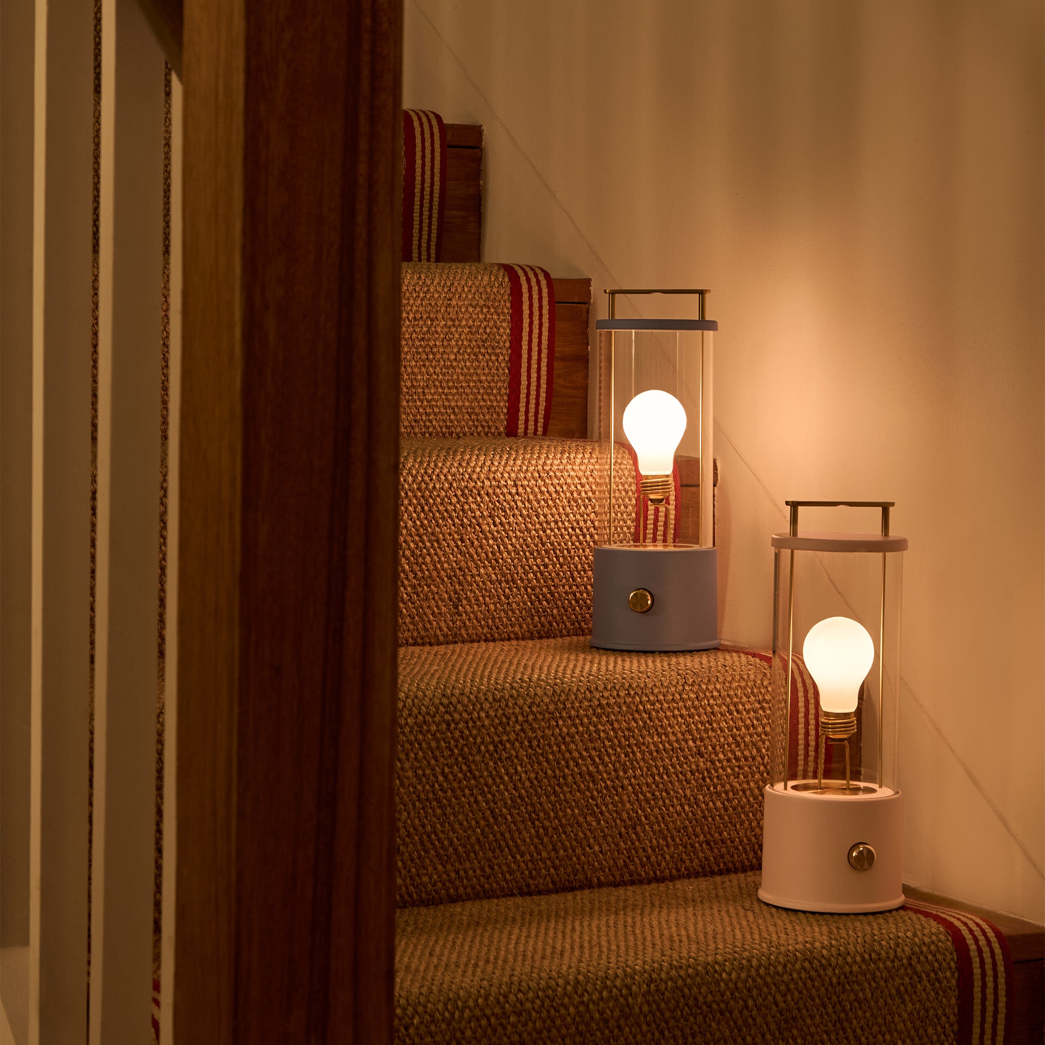 The Muse Portable Lamp in Selvedge Blue + Setting Plaster Pink