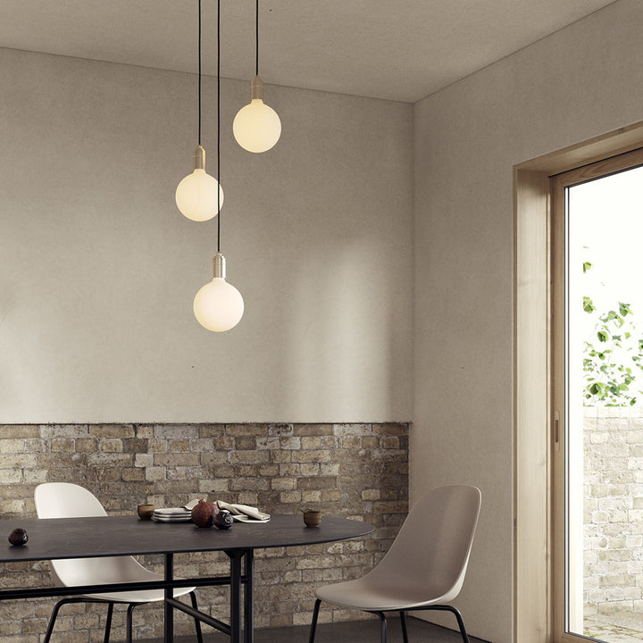 Triple Pendant in Oak + Sphere IV - White Canopy