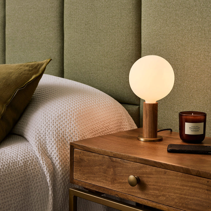 Knuckle Table Lamp in Walnut + Sphere IV