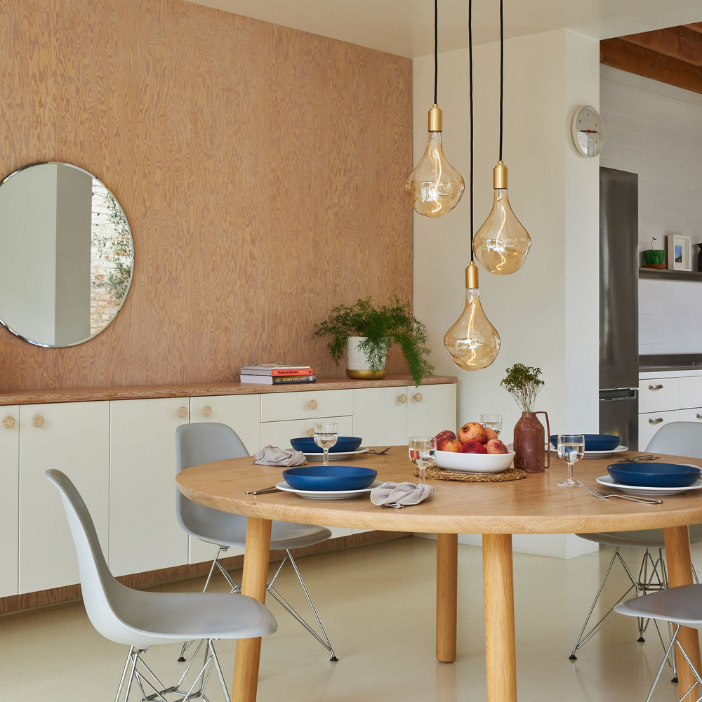 Triple Pendant in Oak - White Canopy