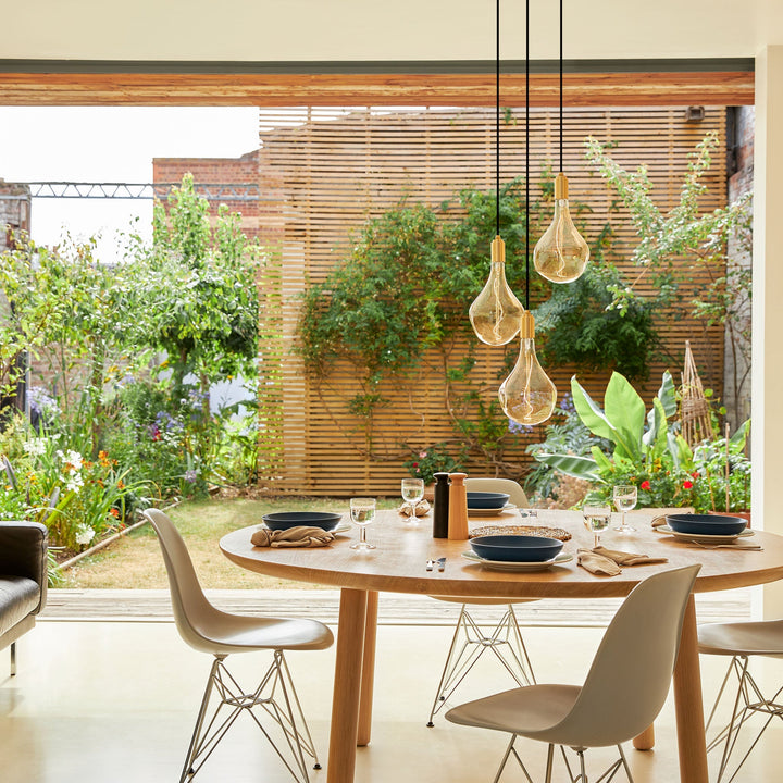 Triple Pendant in Oak - White Canopy