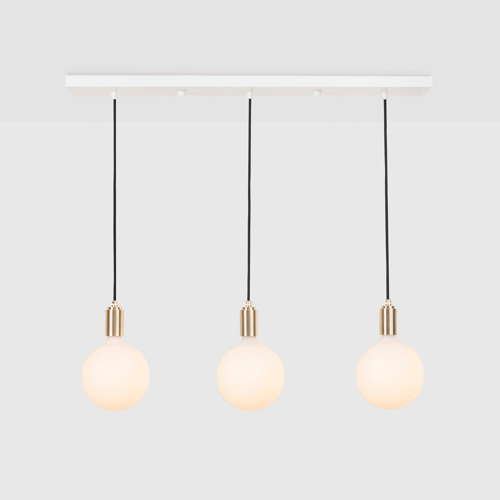 Linear Triple Pendant in Brass + Sphere IV
