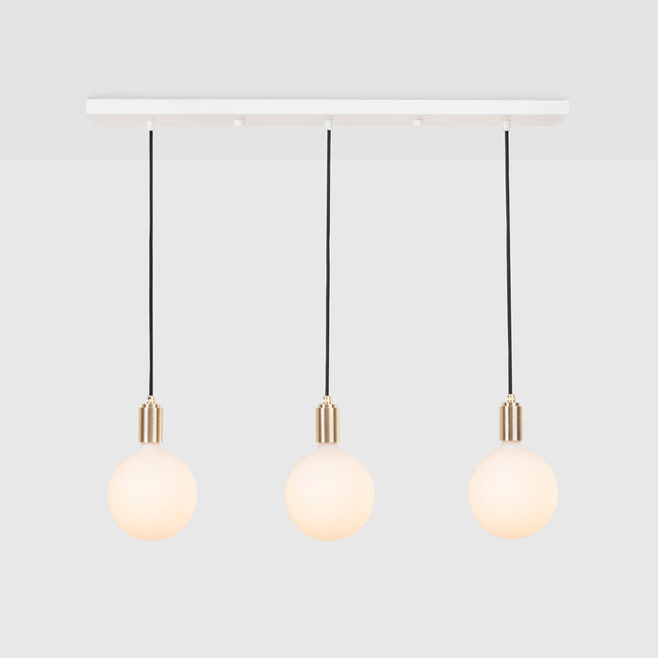 Linear Triple Pendant in Brass + Sphere IV