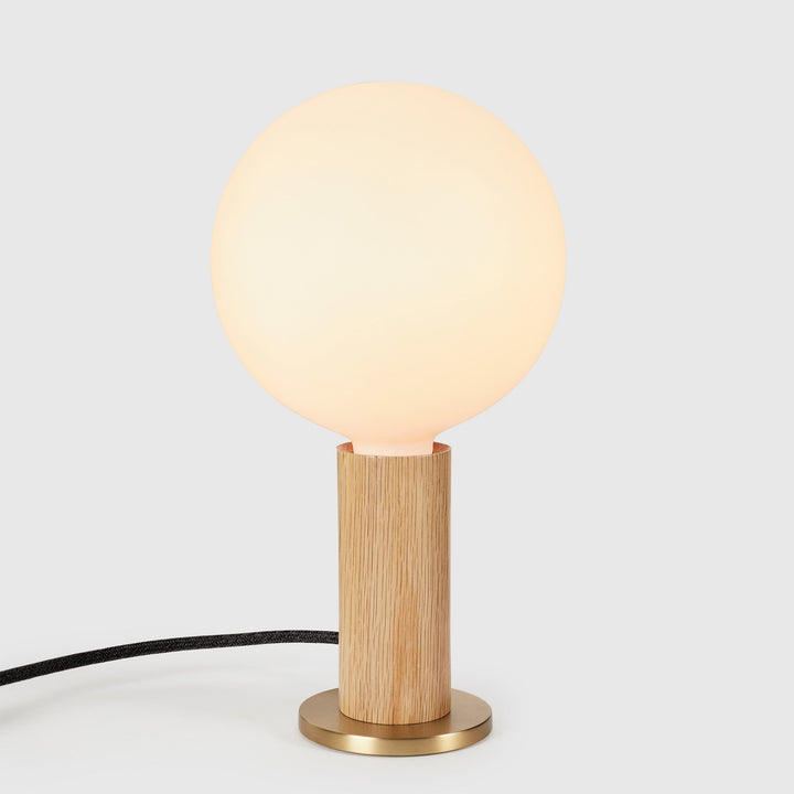 Knuckle Table Lamp in Oak + Sphere IV