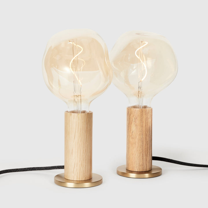 Knuckle Table Lamp in Oak + Voronoi I - Set of 2