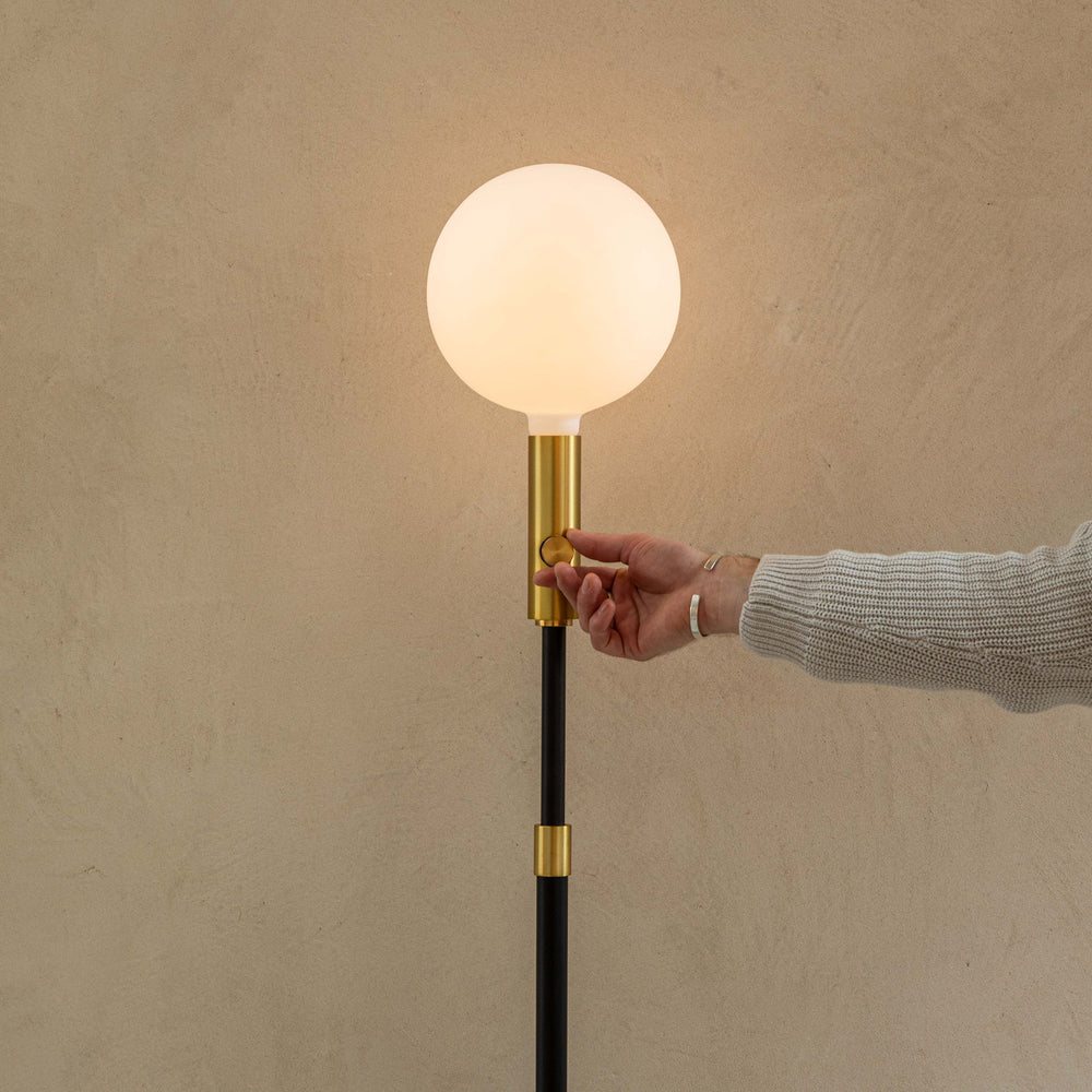 Poise Adjustable Floor Lamp in Brass + Sphere V