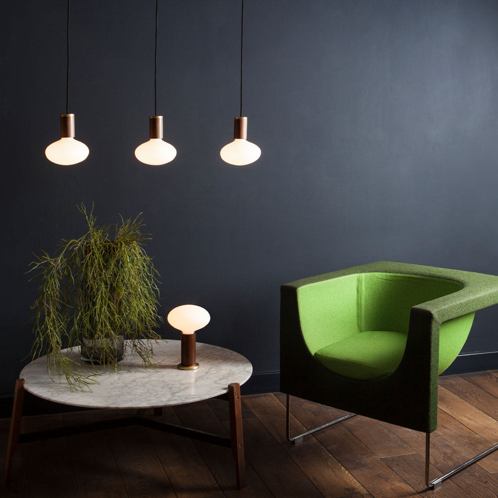 Oval Pendant Light in Walnut