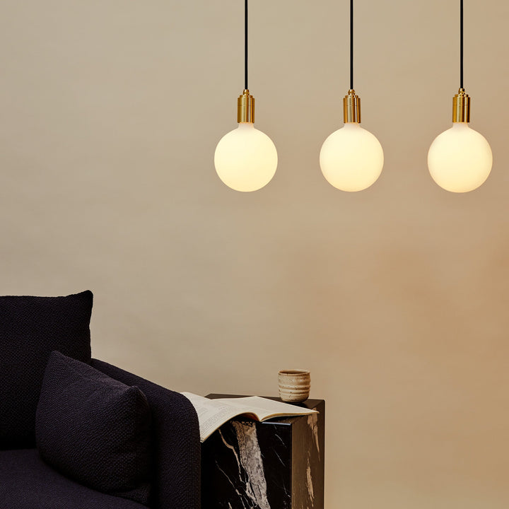 Linear Triple Pendant in Brass + Sphere IV